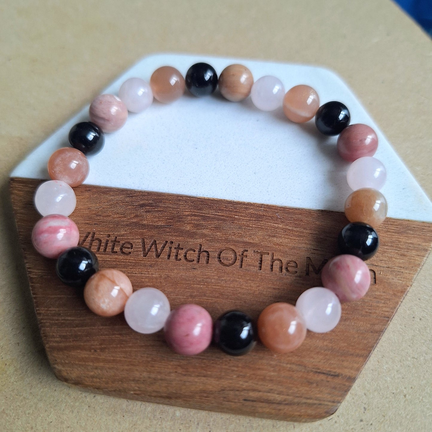 Self love bracelet crystal healing jewellery for women gift for him or her rose quartz rhodonite tourmaline moonstone