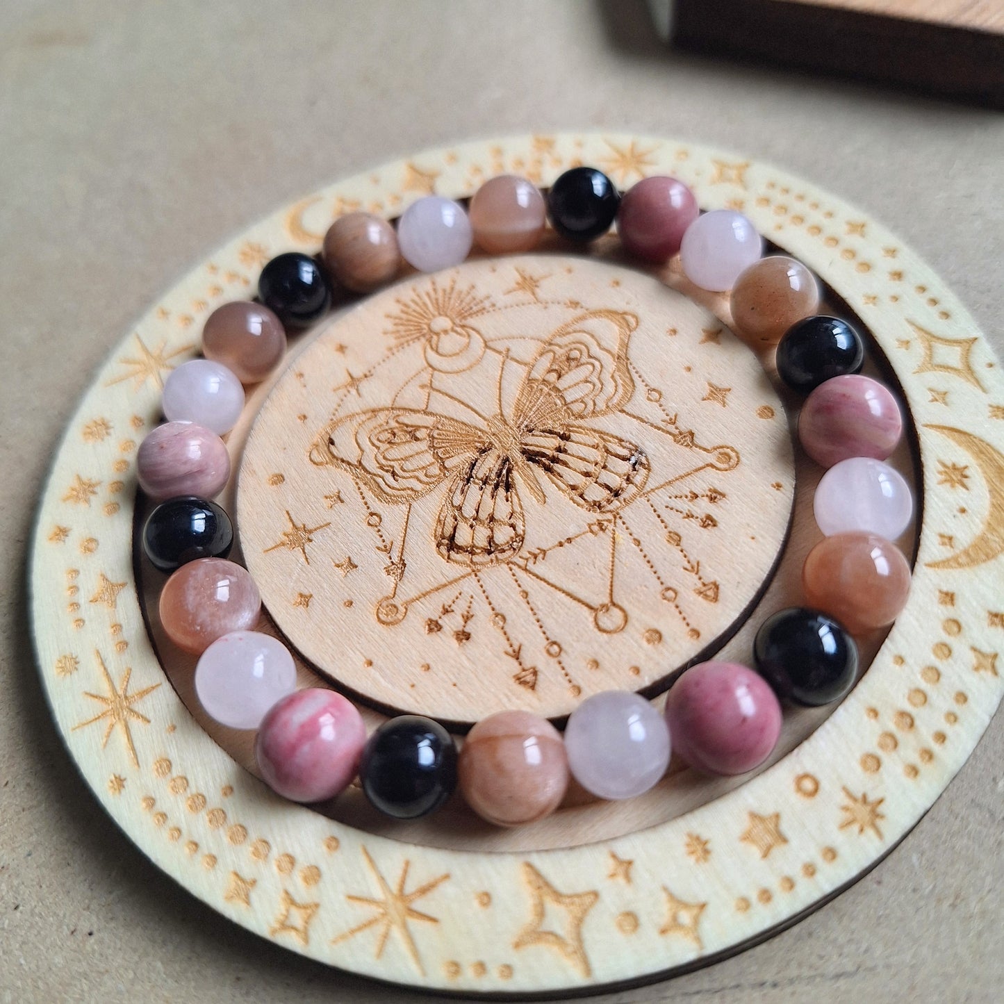 Self love bracelet crystal healing jewellery for women gift for him or her rose quartz rhodonite tourmaline moonstone