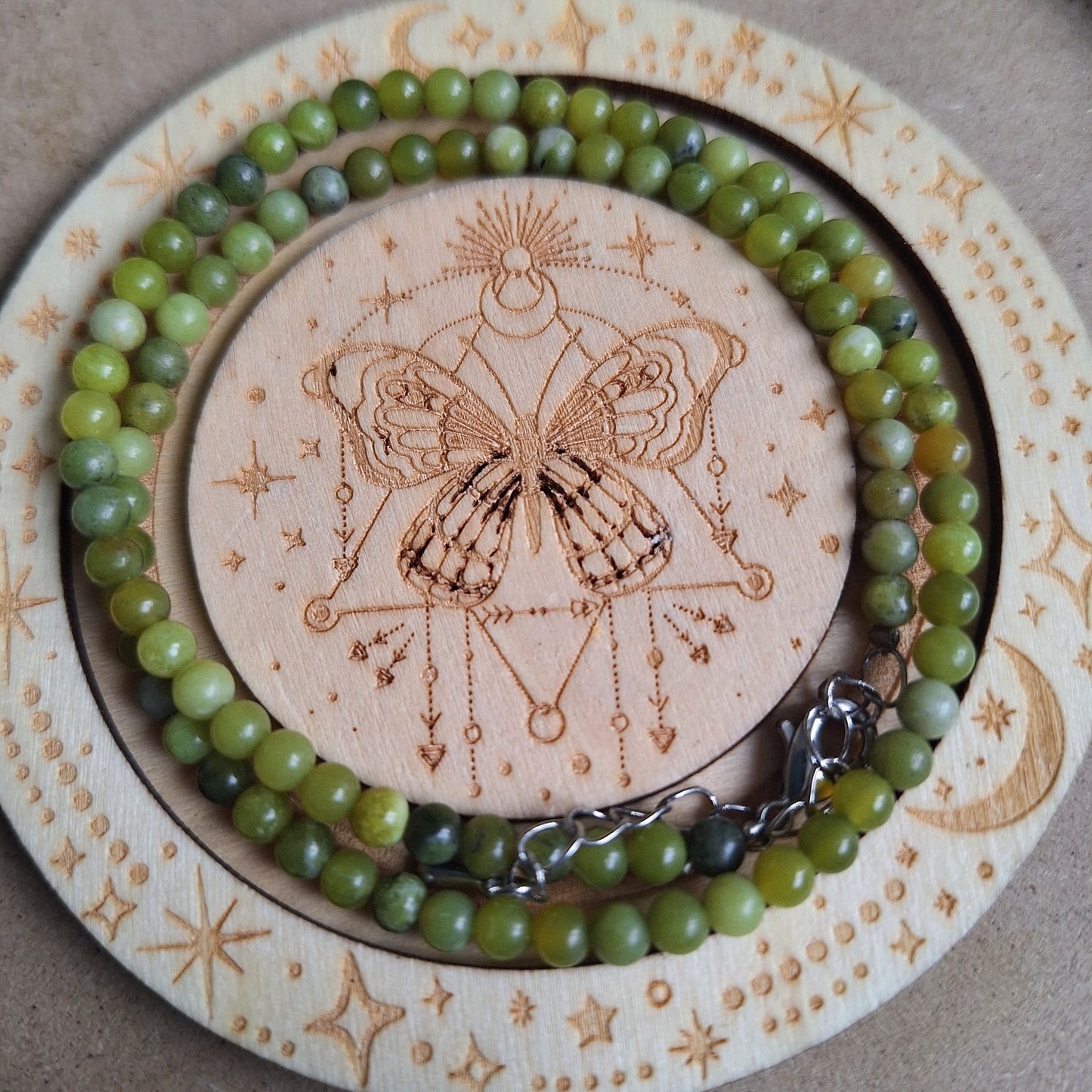 New Jade (Serpentine) Beaded Choker Necklace