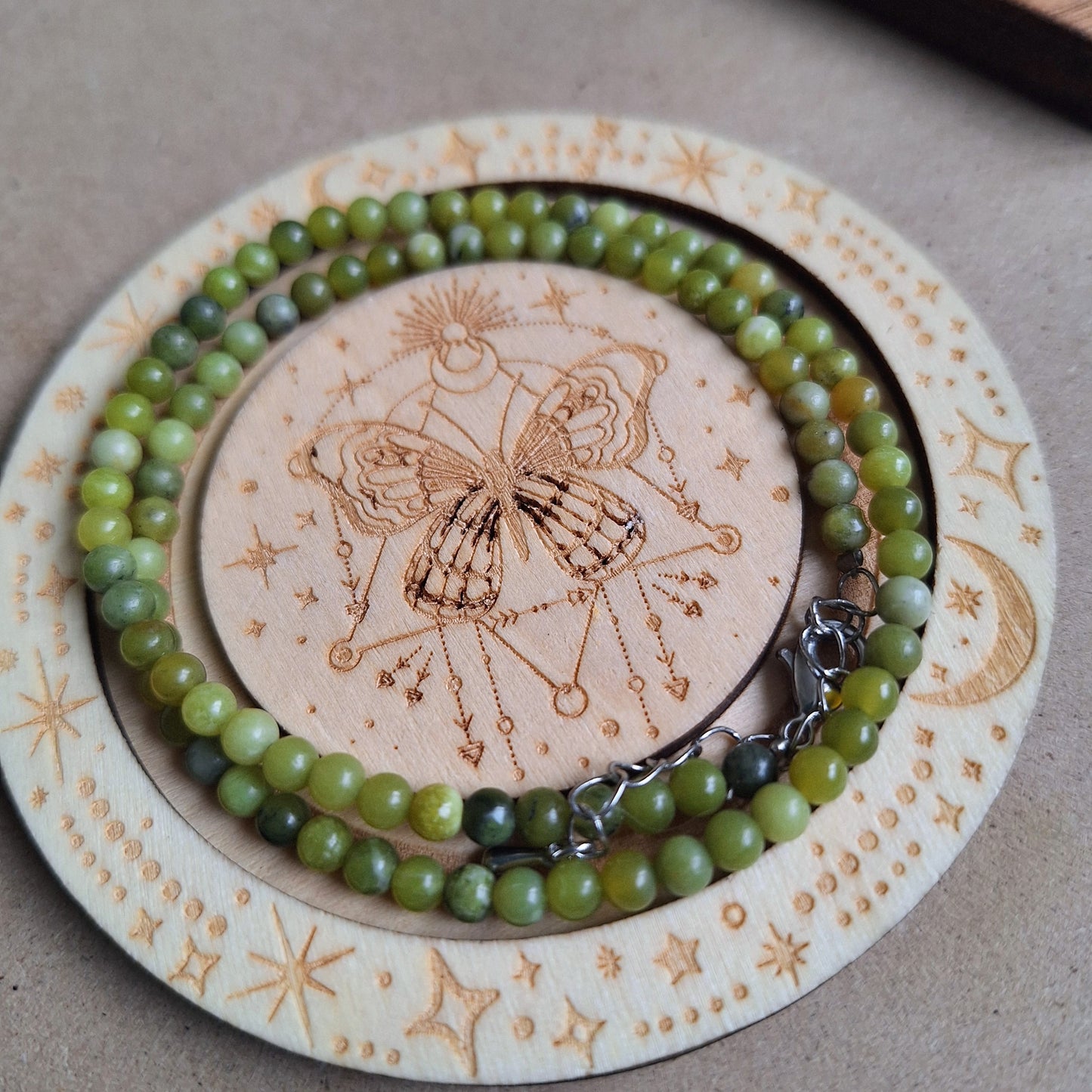 New Jade (Serpentine) Beaded Choker Necklace