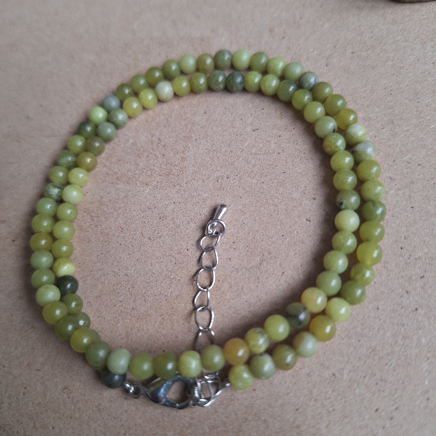 New Jade (Serpentine) Beaded Choker Necklace