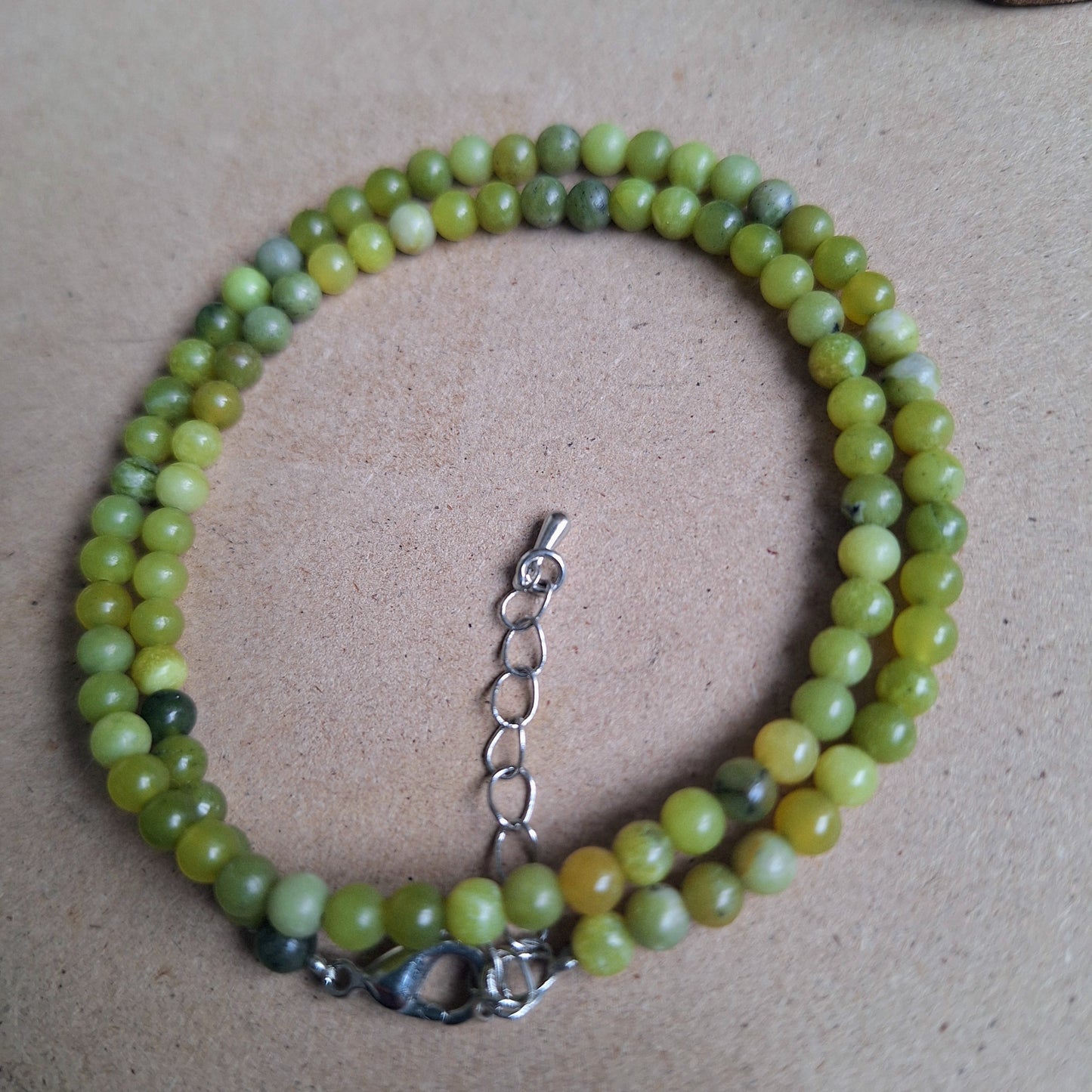 New Jade (Serpentine) Beaded Choker Necklace