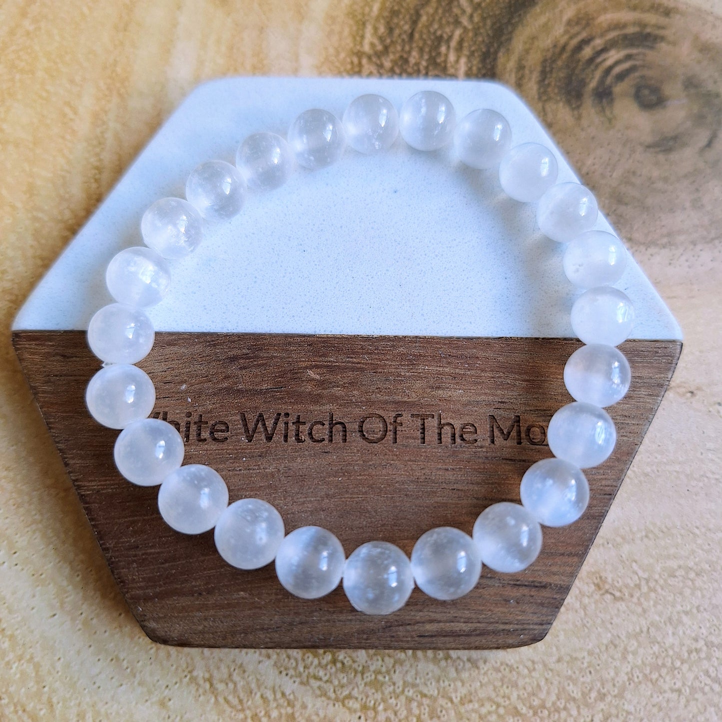 Selenite bracelet crystal healing natural stone stretch stacking bracelet