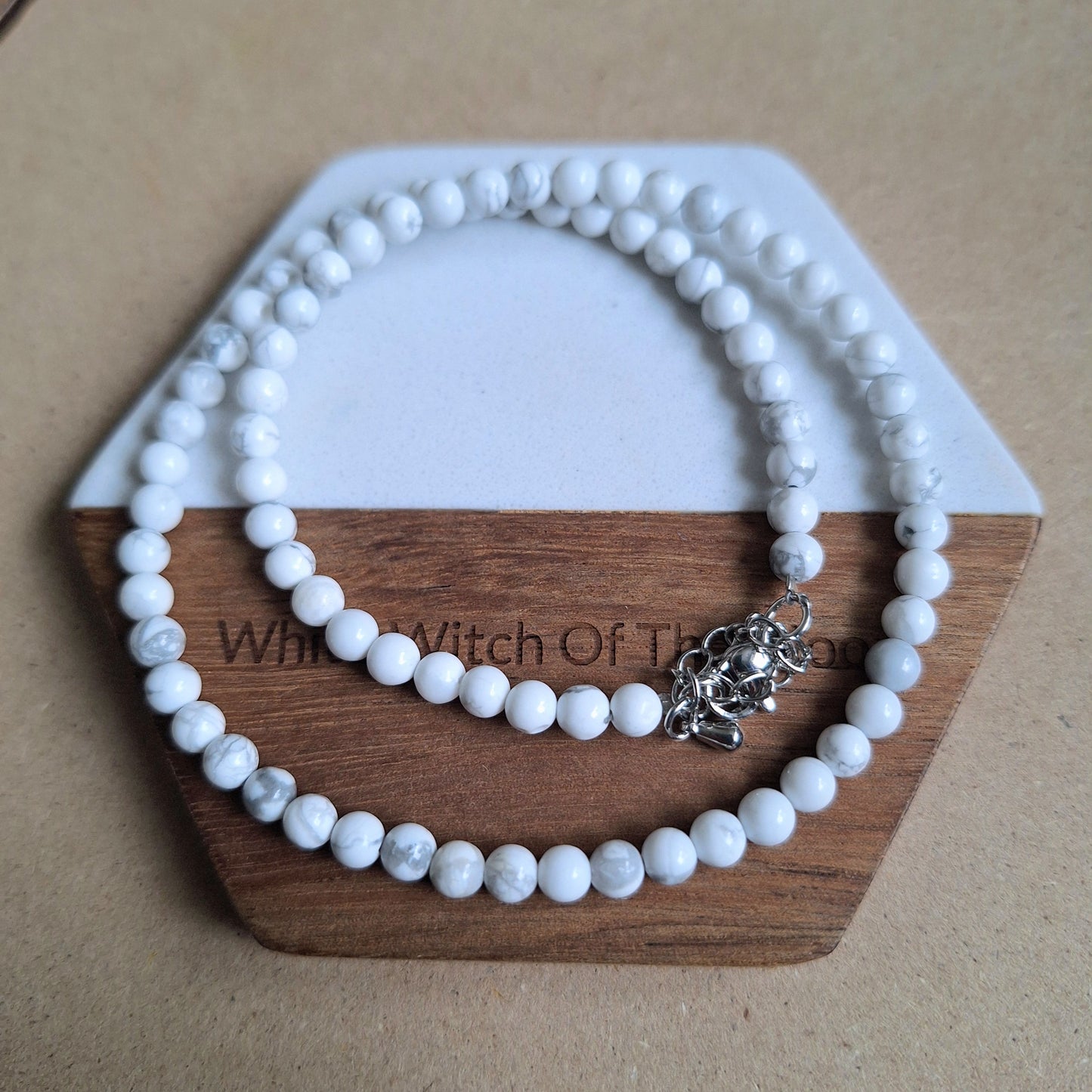 Howlite 4mm bead choker necklace