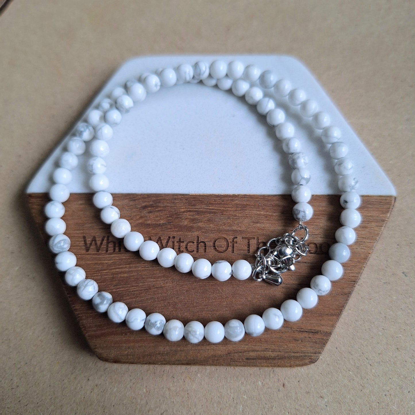 Howlite 4mm bead choker necklace