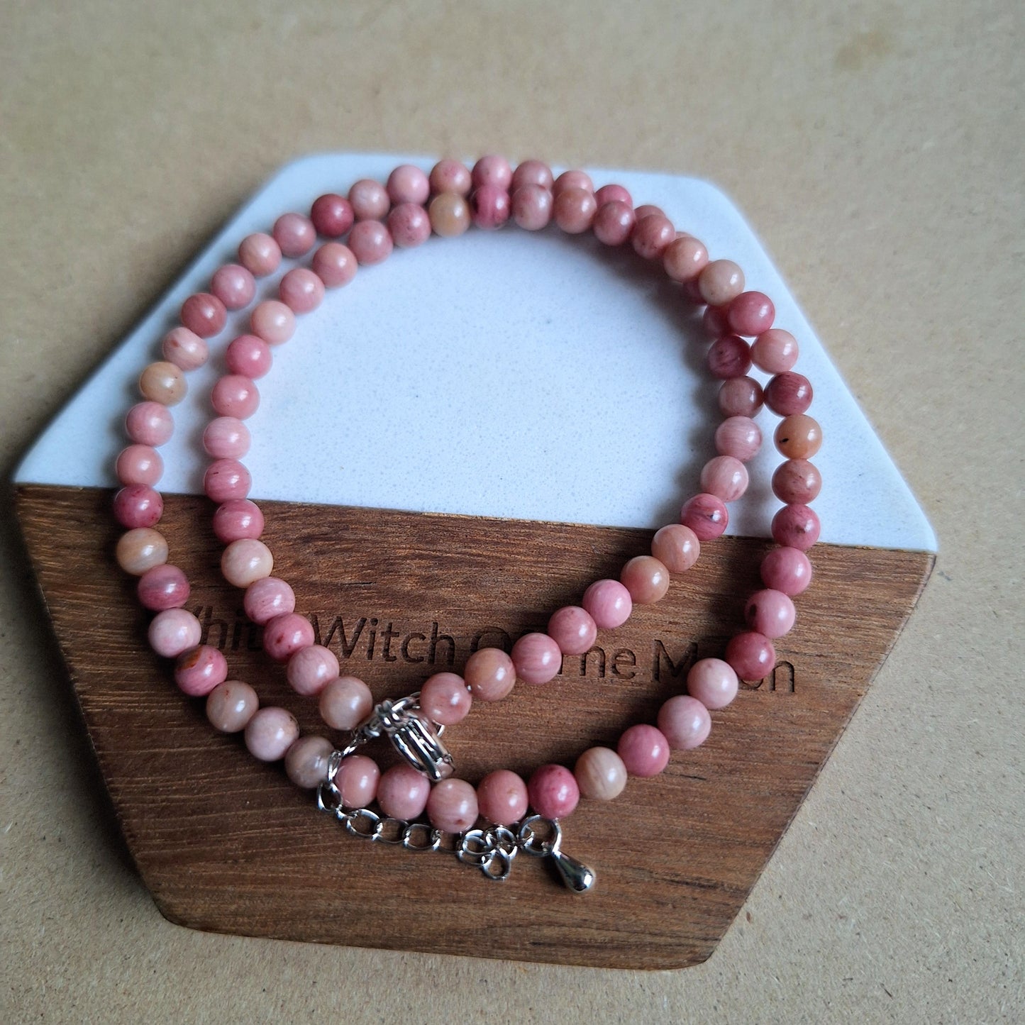 Rhodochrosite 4mm bead choker heart chakra crystal healing jewellery