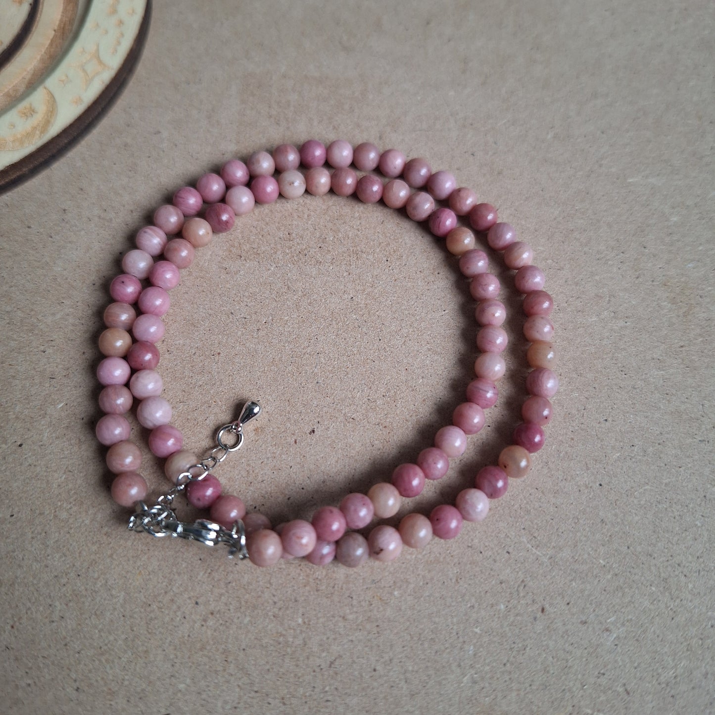 Rhodochrosite 4mm bead choker heart chakra crystal healing jewellery