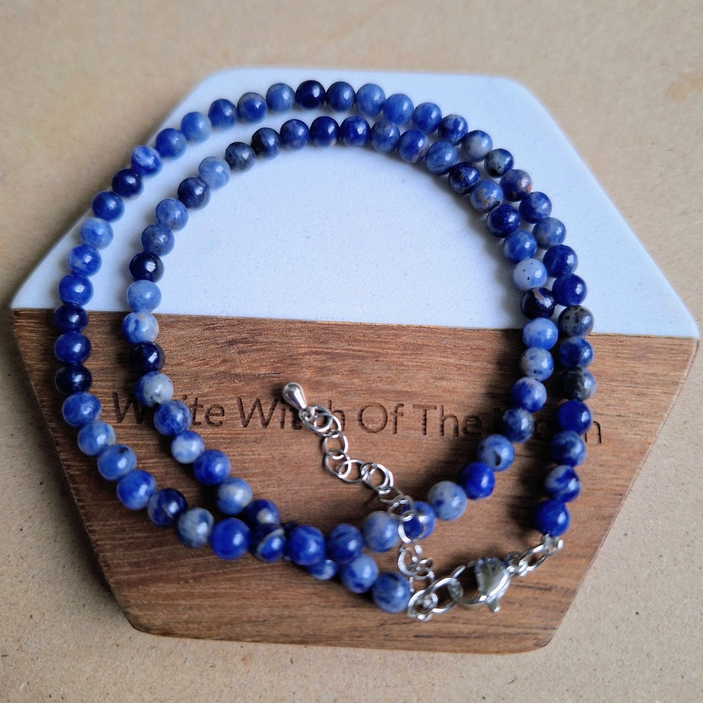 Lapis Lazuli 4mm bead choker 15-17" adjustable third eye chakra