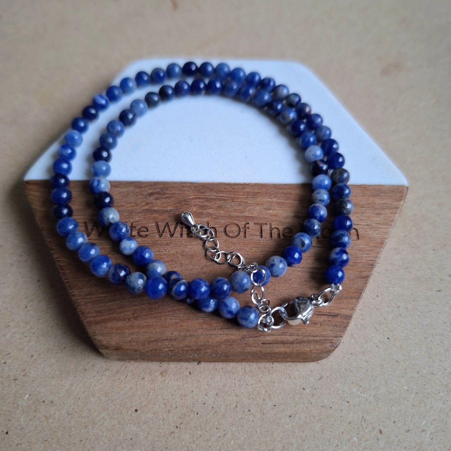Lapis Lazuli 4mm bead choker 15-17" adjustable third eye chakra