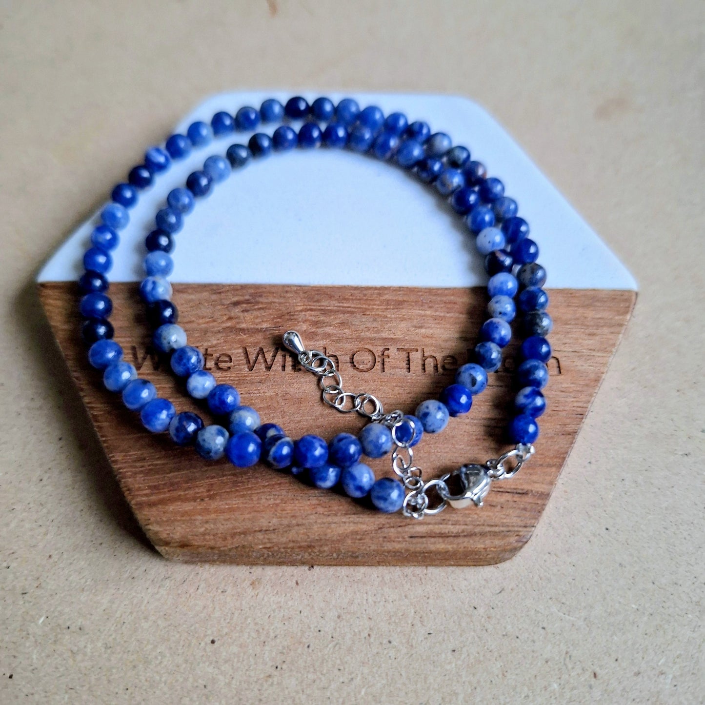 Lapis Lazuli 4mm bead choker 15-17" adjustable third eye chakra