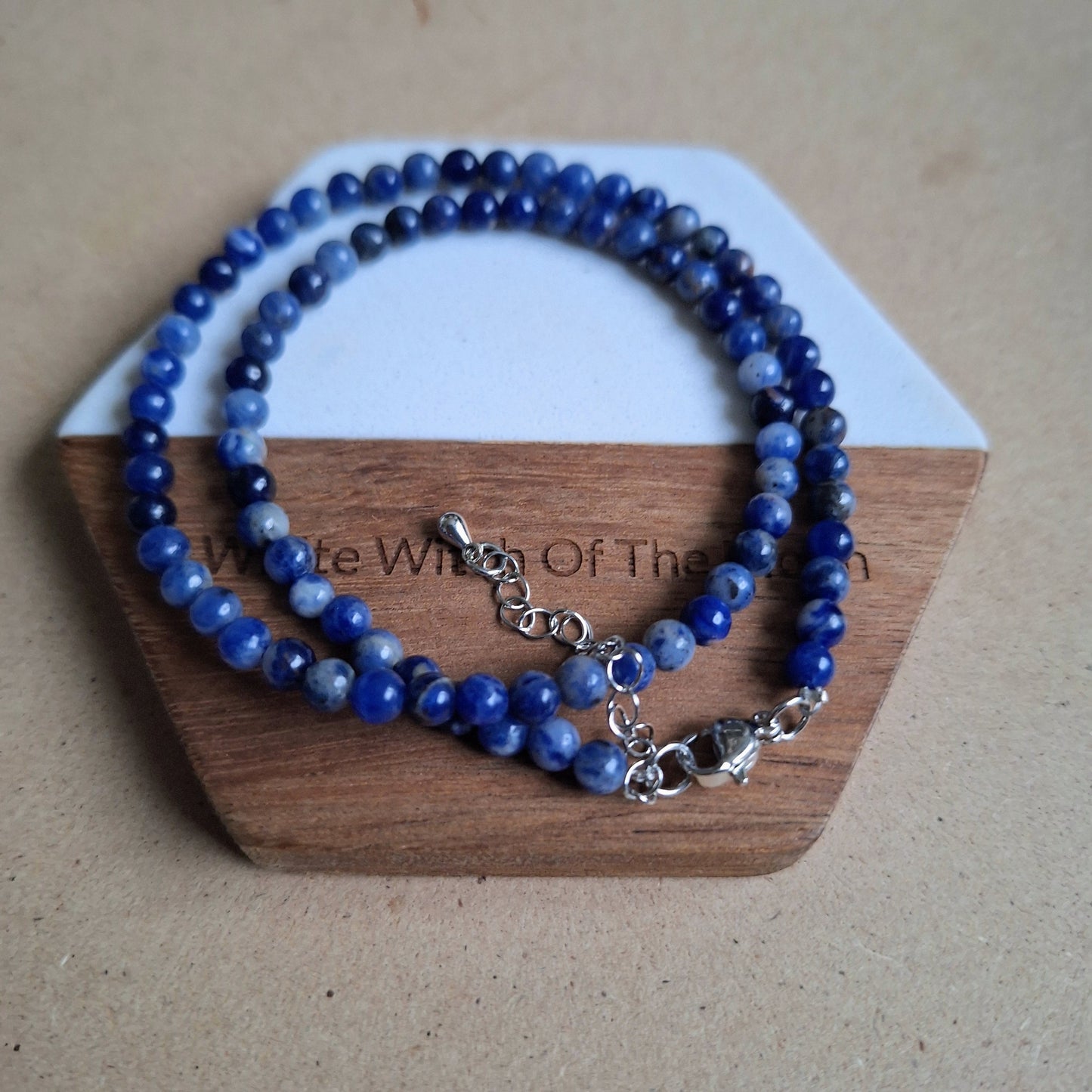 Lapis Lazuli 4mm bead choker 15-17" adjustable third eye chakra