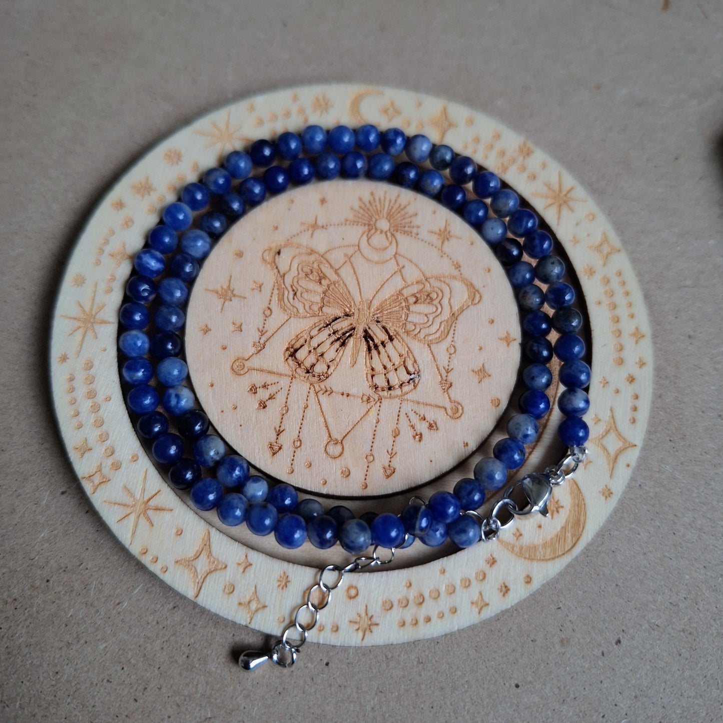 Lapis Lazuli 4mm bead choker 15-17" adjustable third eye chakra