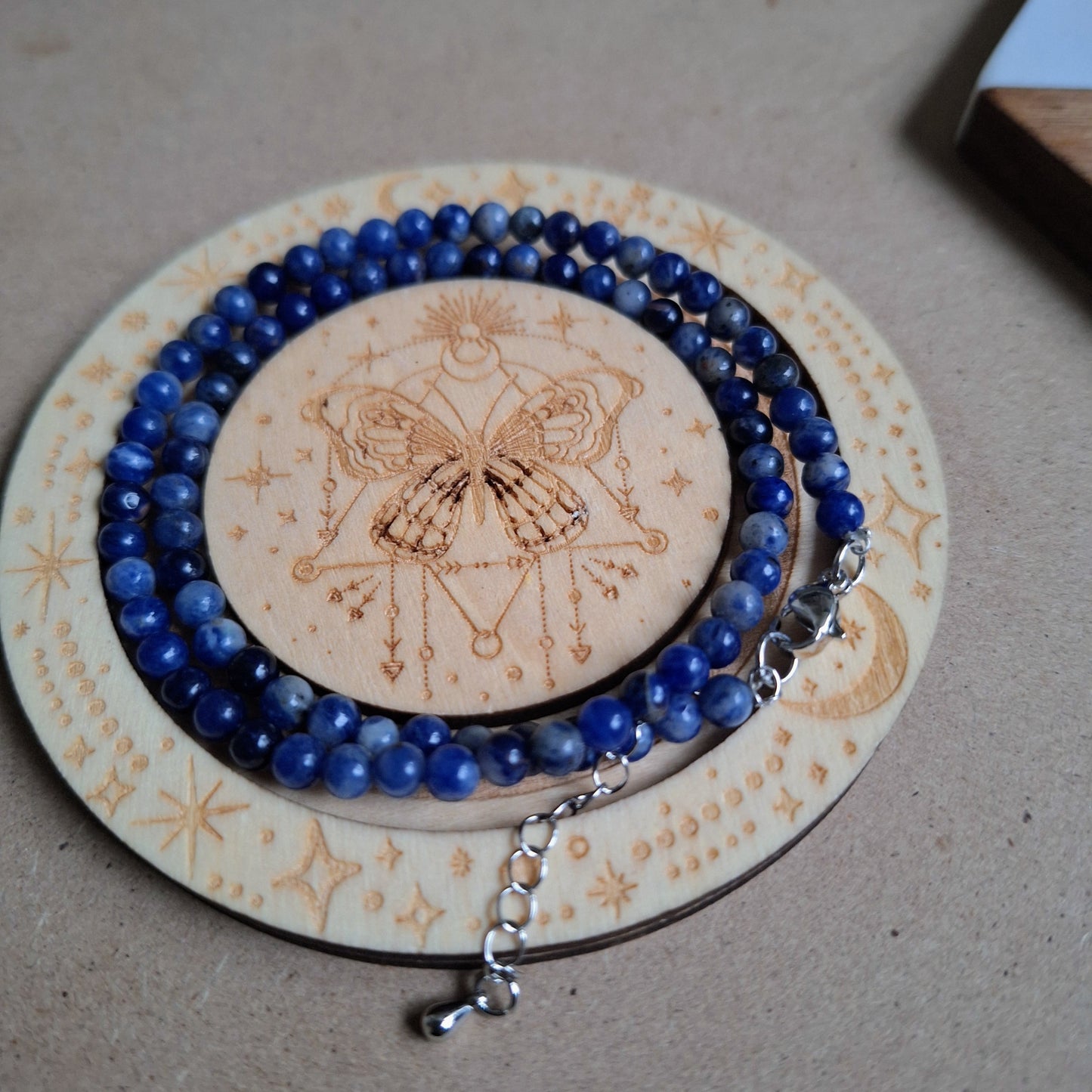 Lapis Lazuli 4mm bead choker 15-17" adjustable third eye chakra