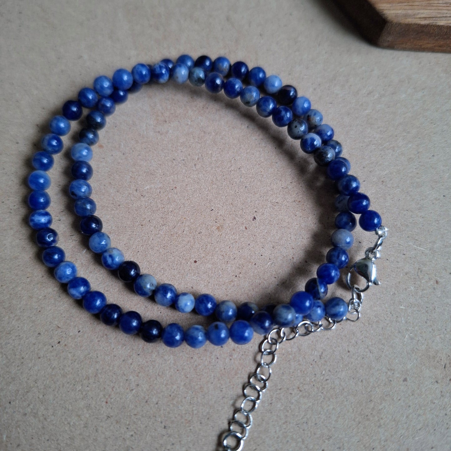 Lapis Lazuli 4mm bead choker 15-17" adjustable third eye chakra