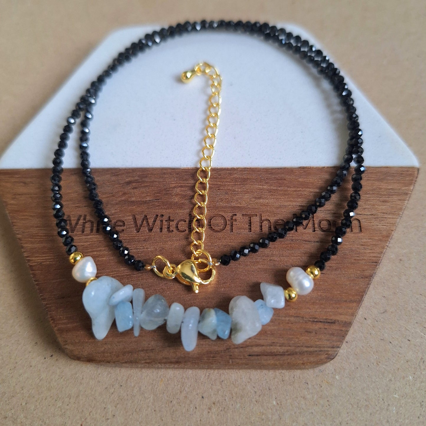 Black Tourmaline and Aquamarine Choker Necklace