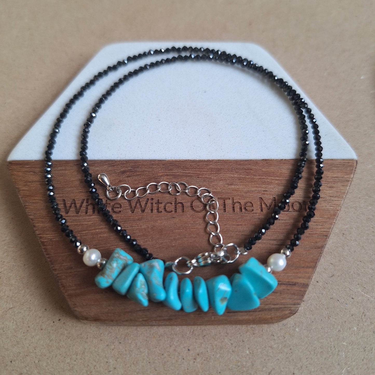 Black Tourmaline and Turquoise Howlite Choker Necklace