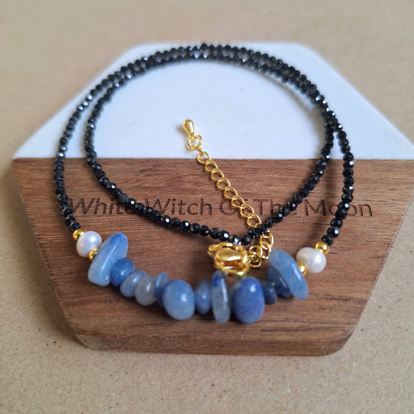 Black Tourmaline and Blue Aventurine Choker Necklace