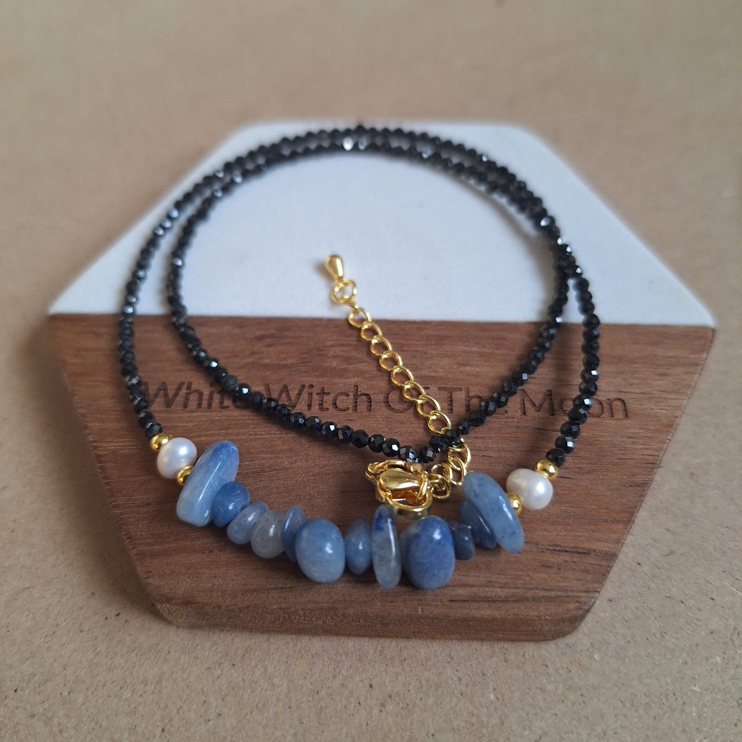 Black Tourmaline and Blue Aventurine Choker Necklace