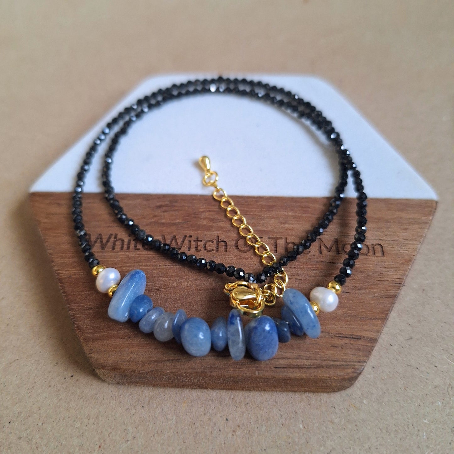 Black Tourmaline and Blue Aventurine Choker Necklace