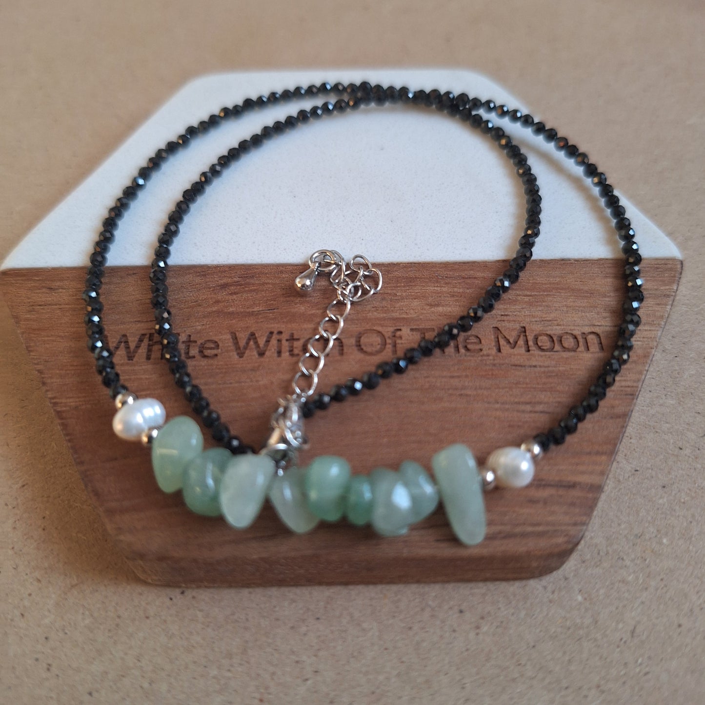 Black Tourmaline and Green Aventurine Choker Necklace