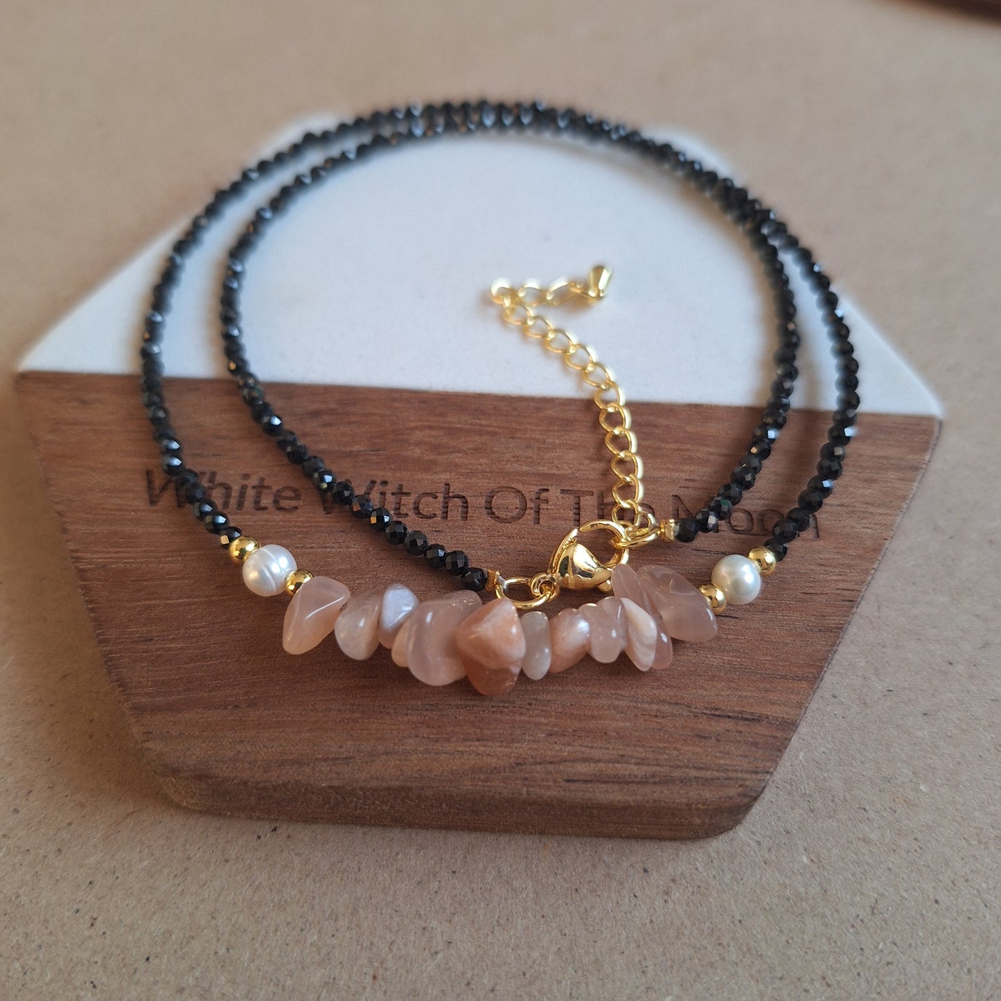 Black Tourmaline and Sunstone Choker Necklace