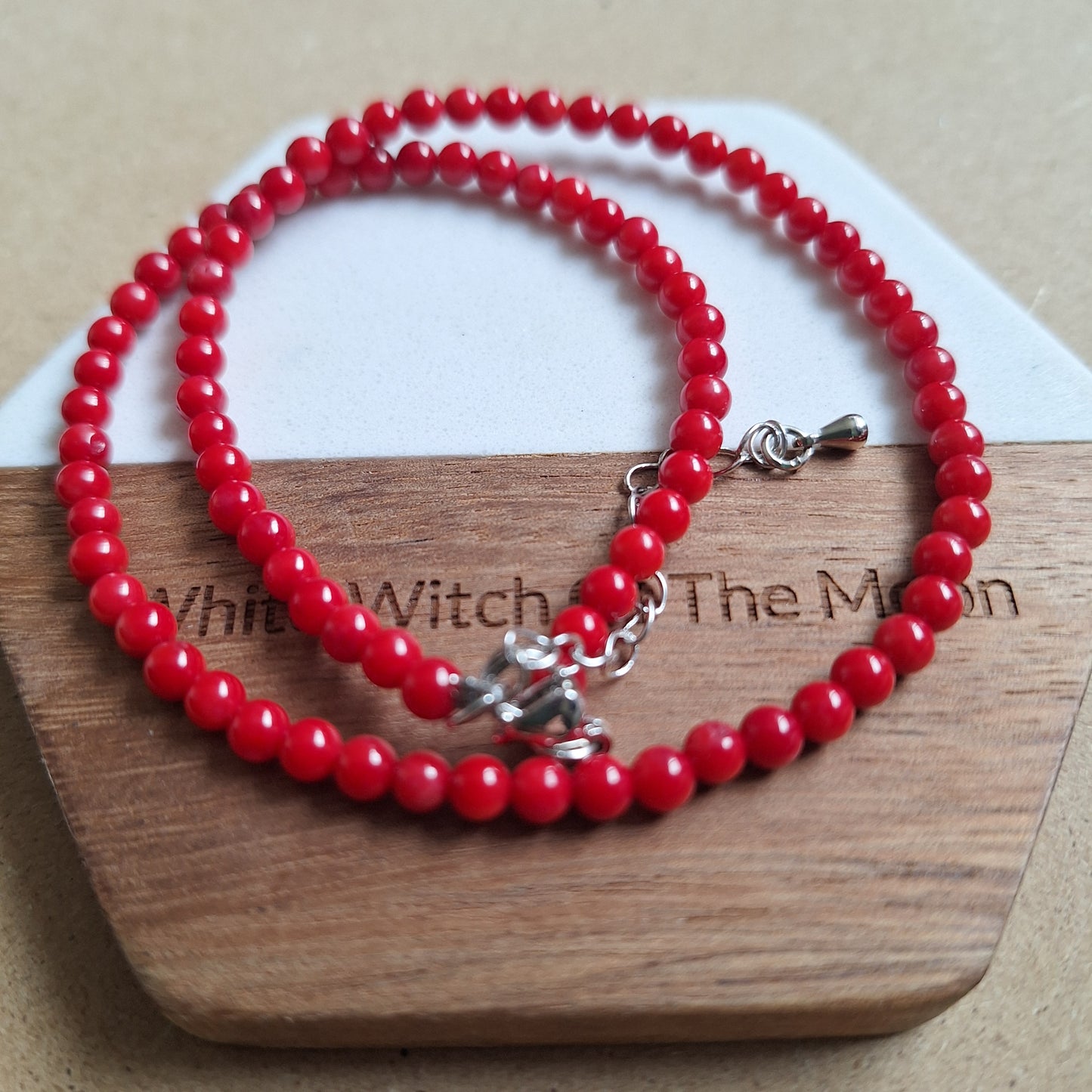 Red Coral Beaded Choker Necklace