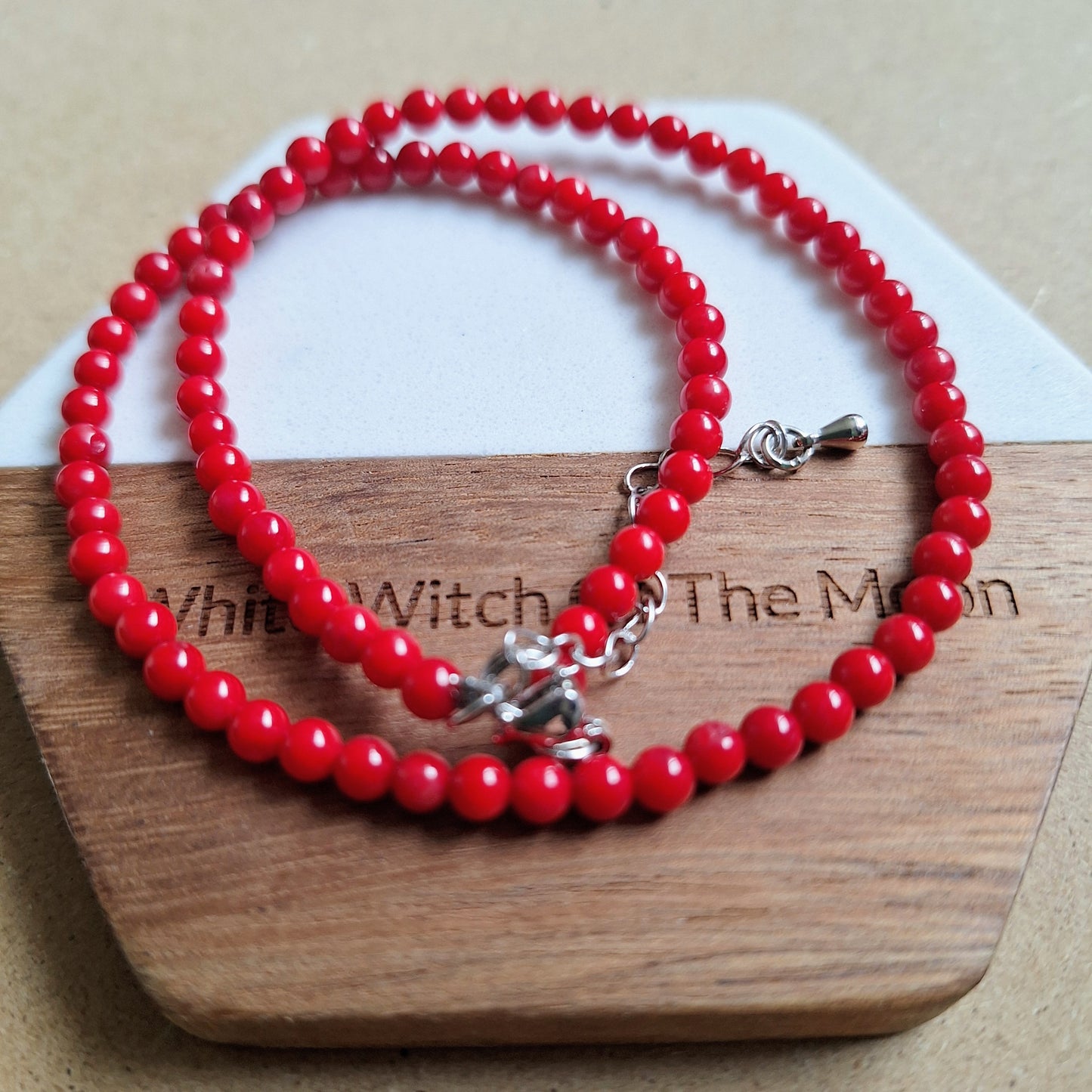 Red Coral Beaded Choker Necklace
