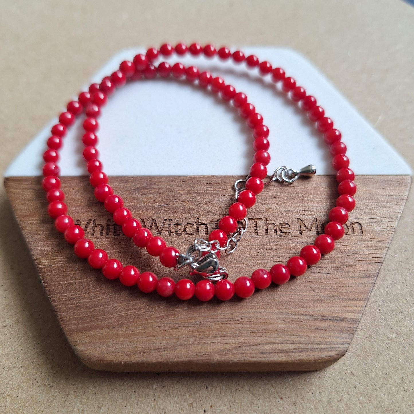 Red Coral Beaded Choker Necklace