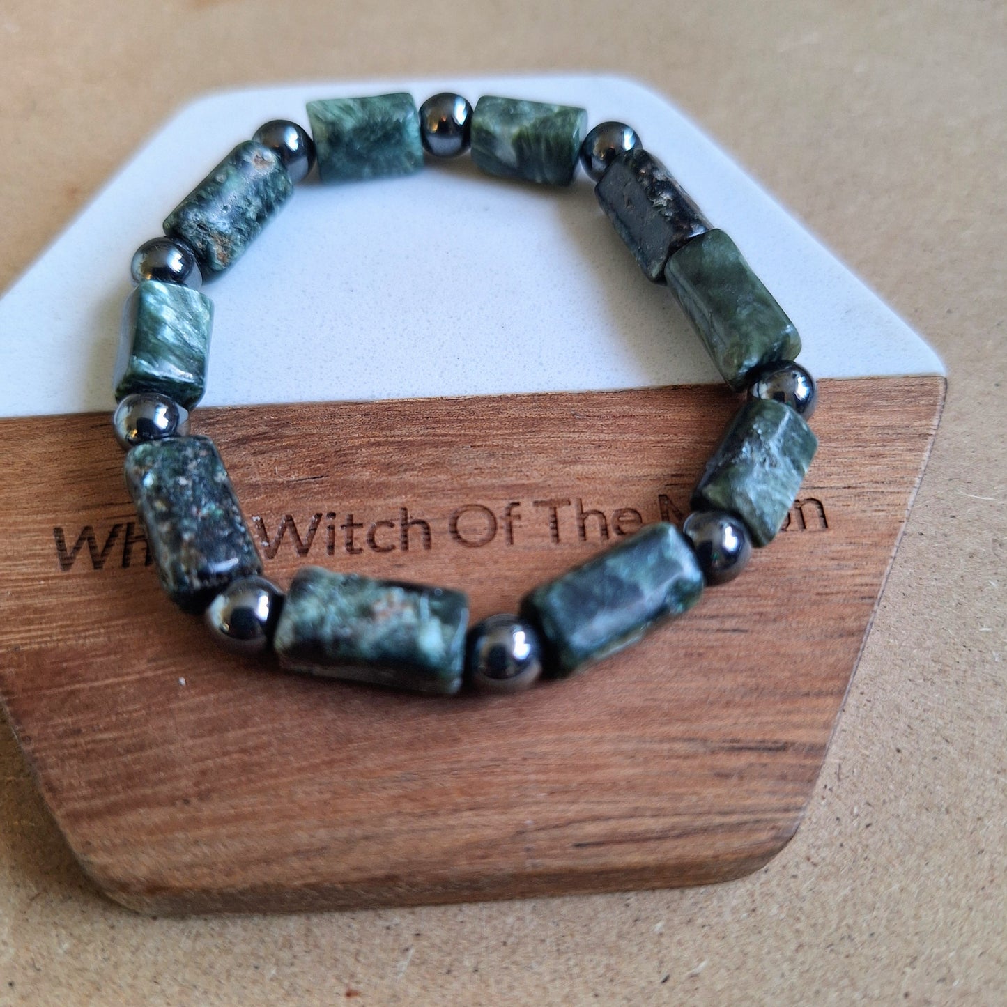 Seraphinite and Hematite Beaded Bracelet 🧝♀️🖤