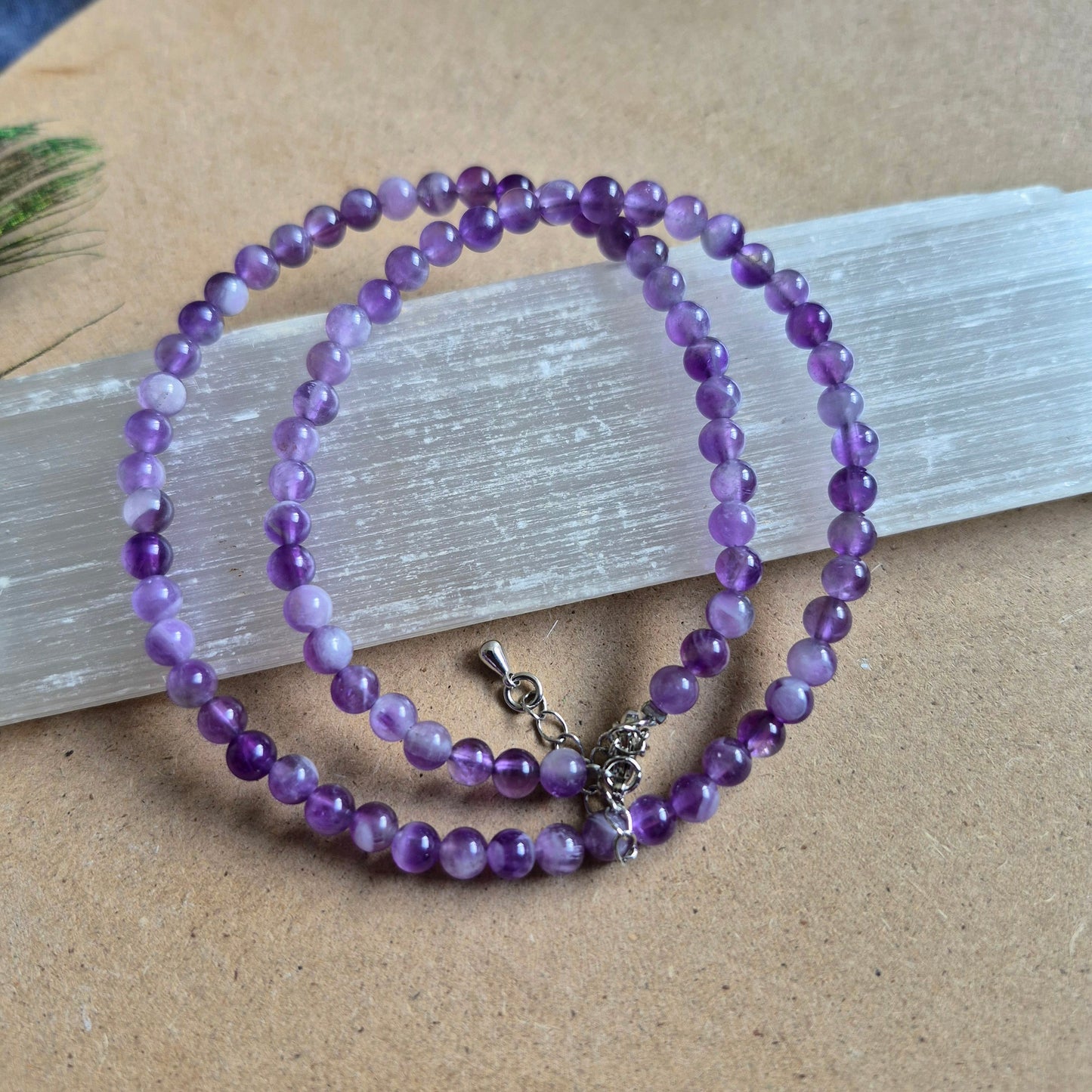 Dream Amethyst 4mm Bead Choker Necklace