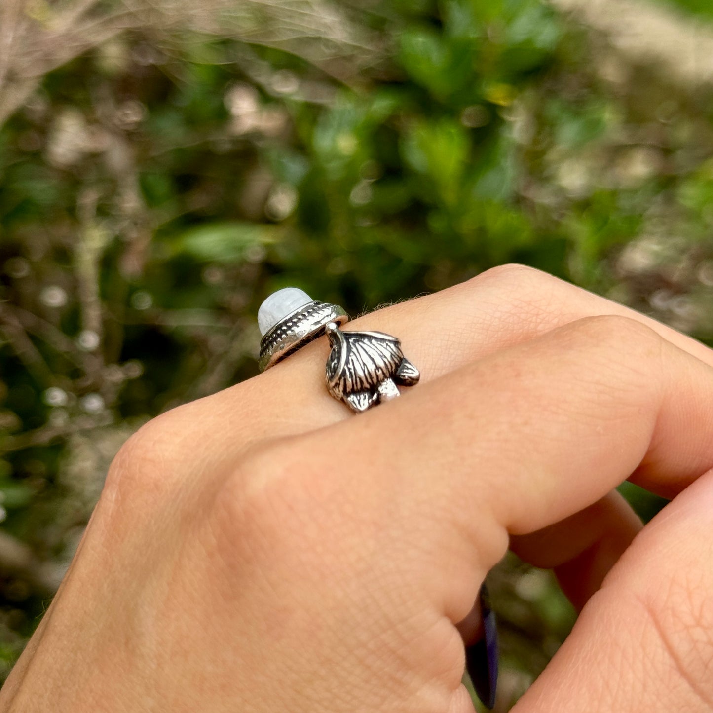 Flashy Moonstone Fox Pendant & Ring Set