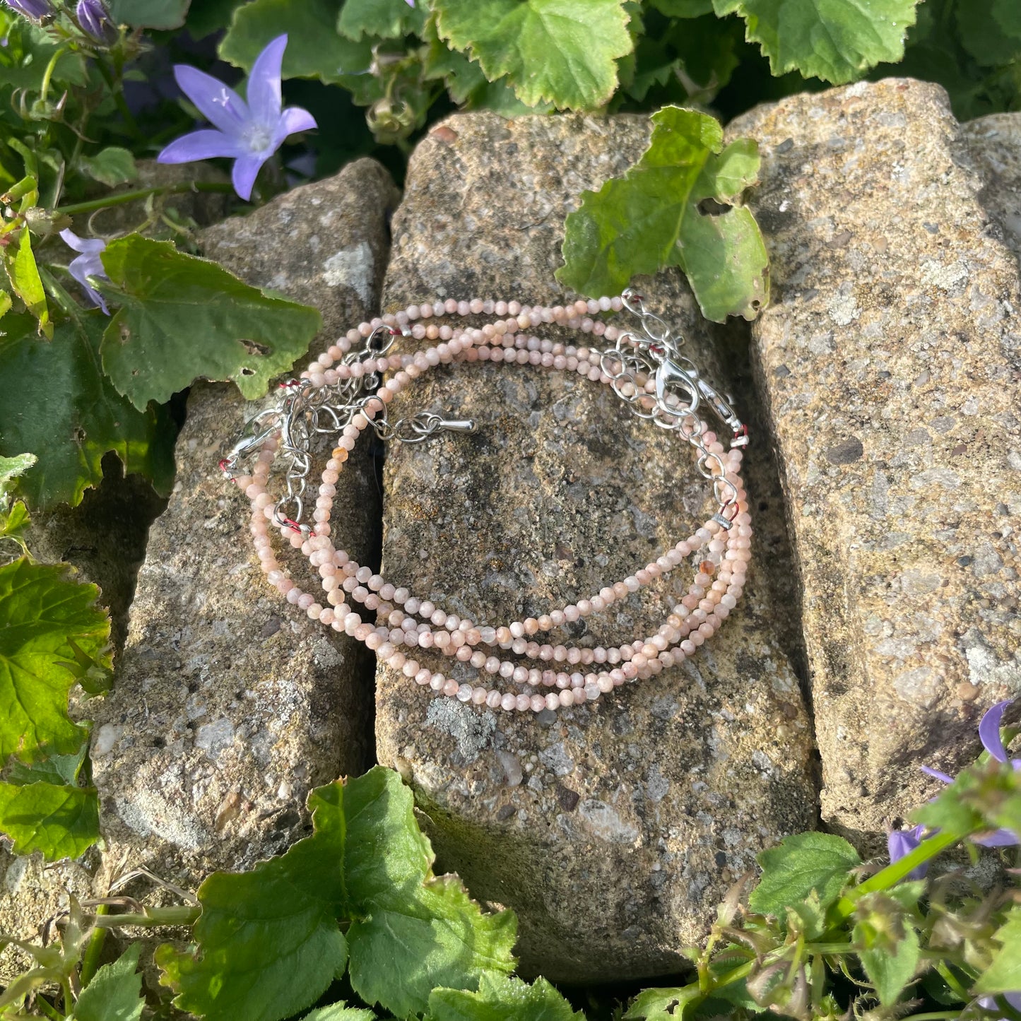 Peach Moonstone Minimalist Bracelet 🪷