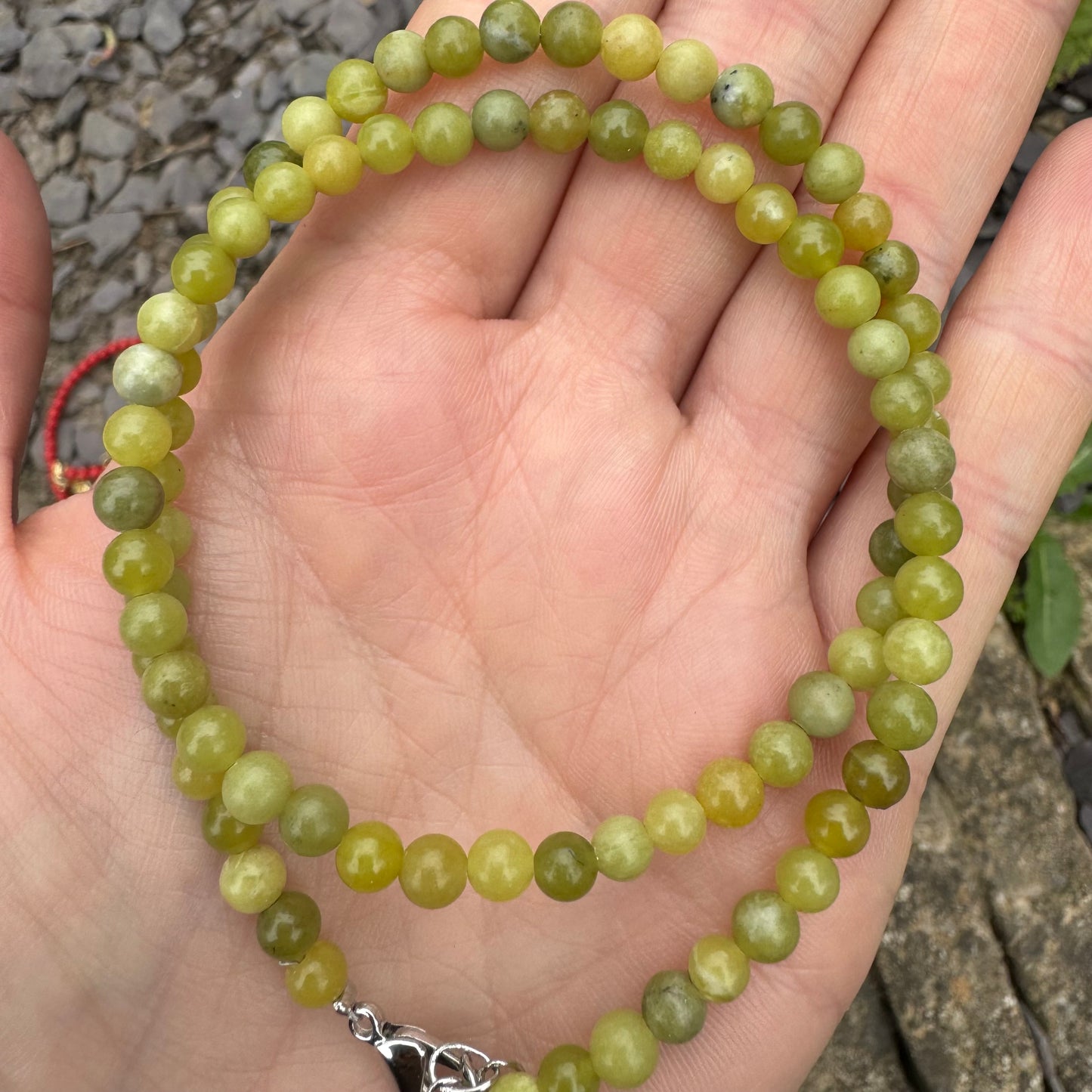 New Jade (Serpentine) Beaded Choker Necklace
