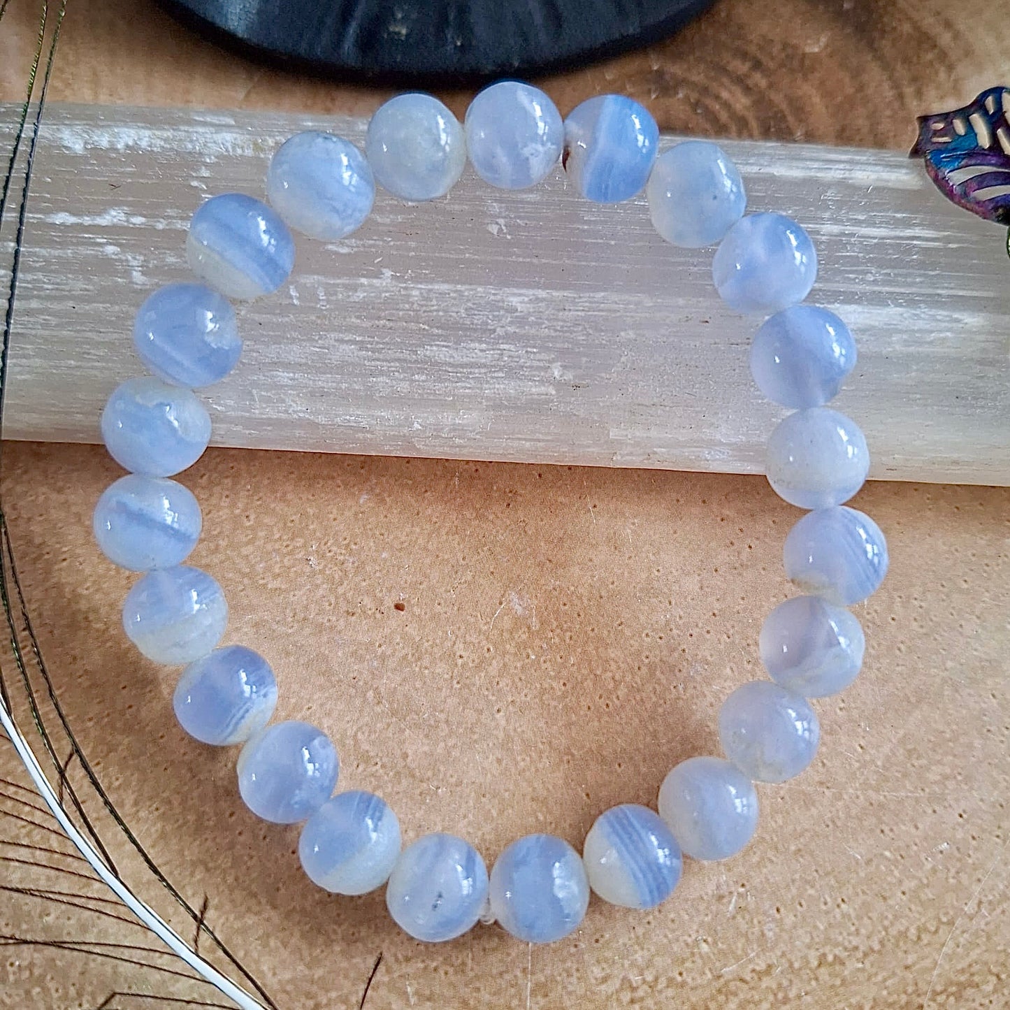 Blue Lace Agate Beaded Bracelet