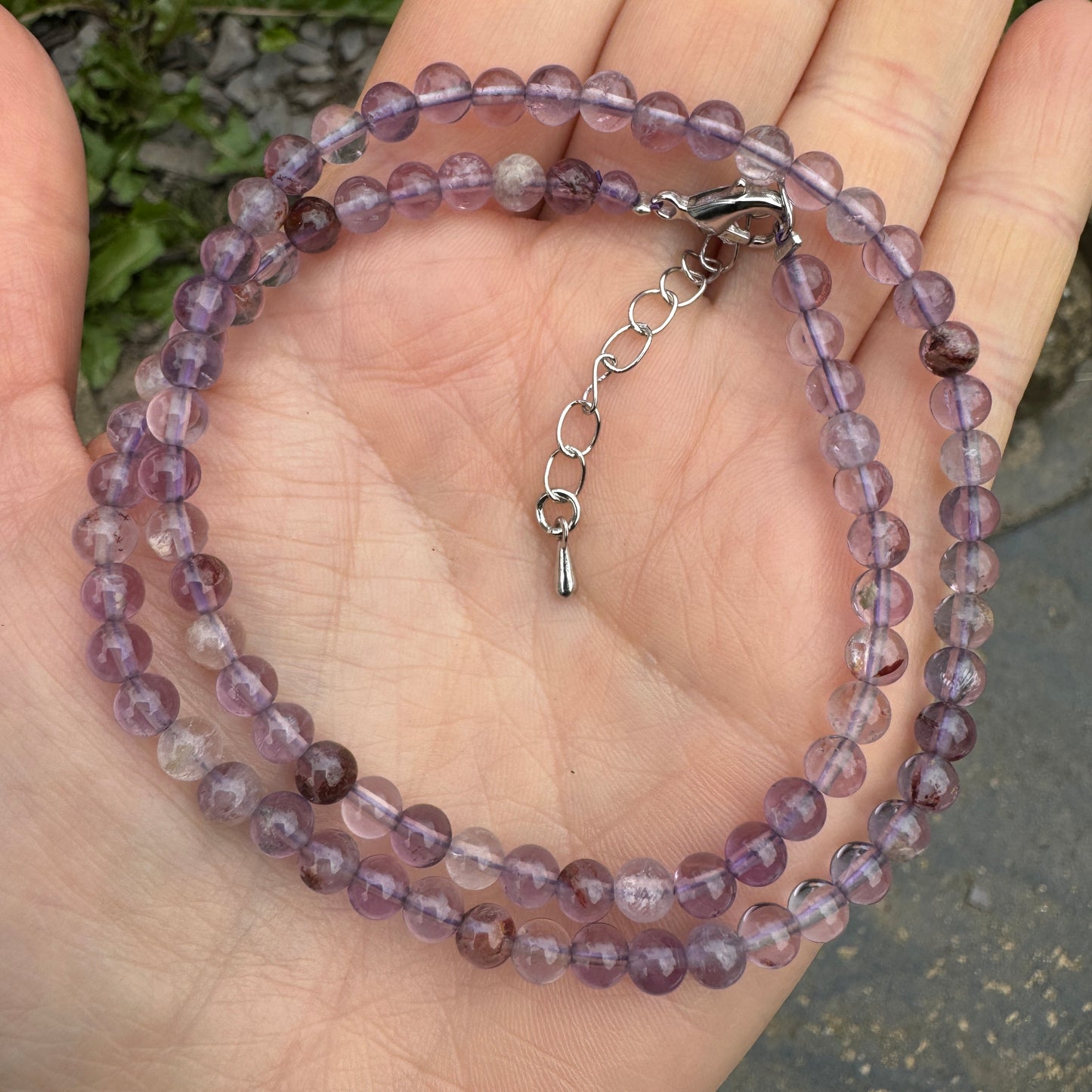 Purple Phantom Ghost Quartz Choker Necklace