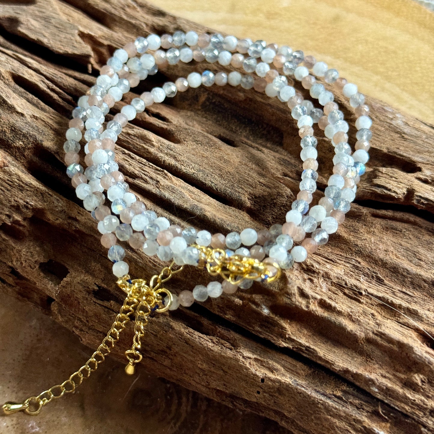 Labradorite, Moonstone & Sunstone Choker Necklace