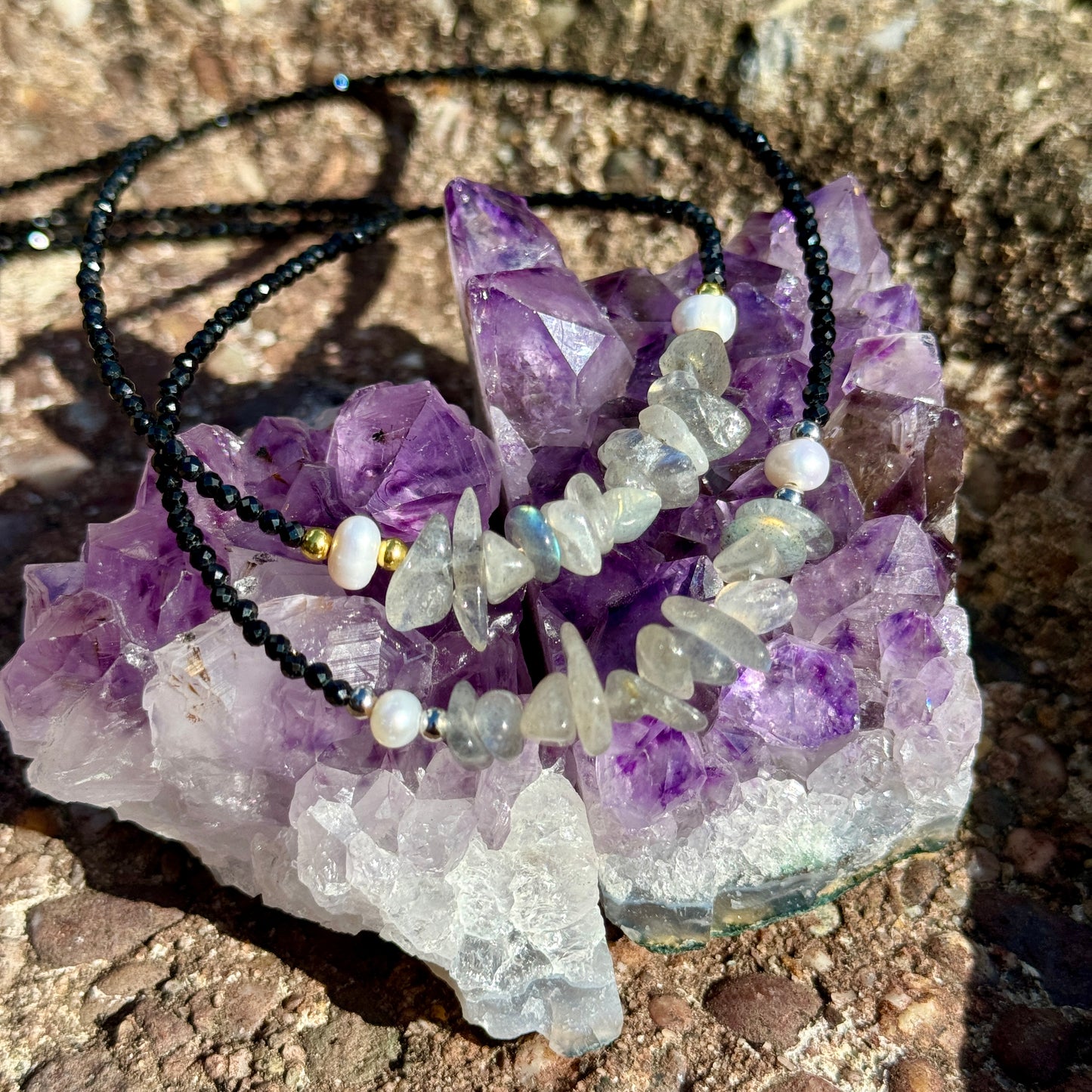Black Tourmaline and Labradorite Choker Necklace