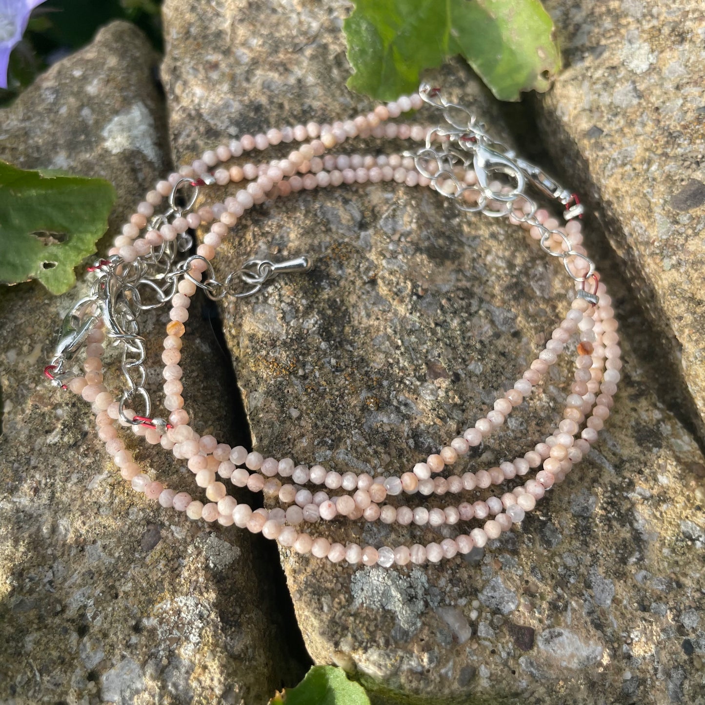 Peach Moonstone Minimalist Bracelet 🪷