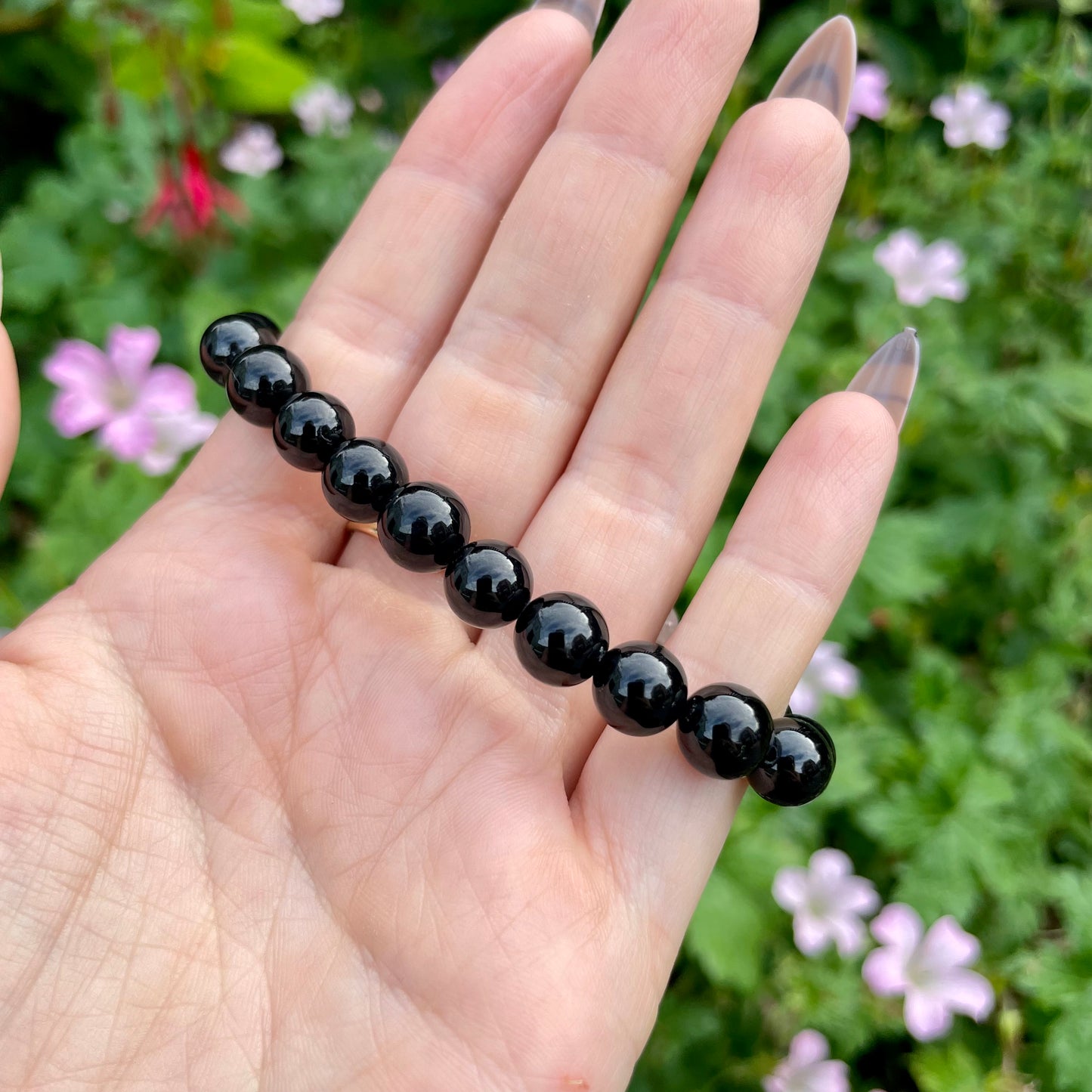 Black Tourmaline & Hematoid Fire Quartz Beaded Bracelet