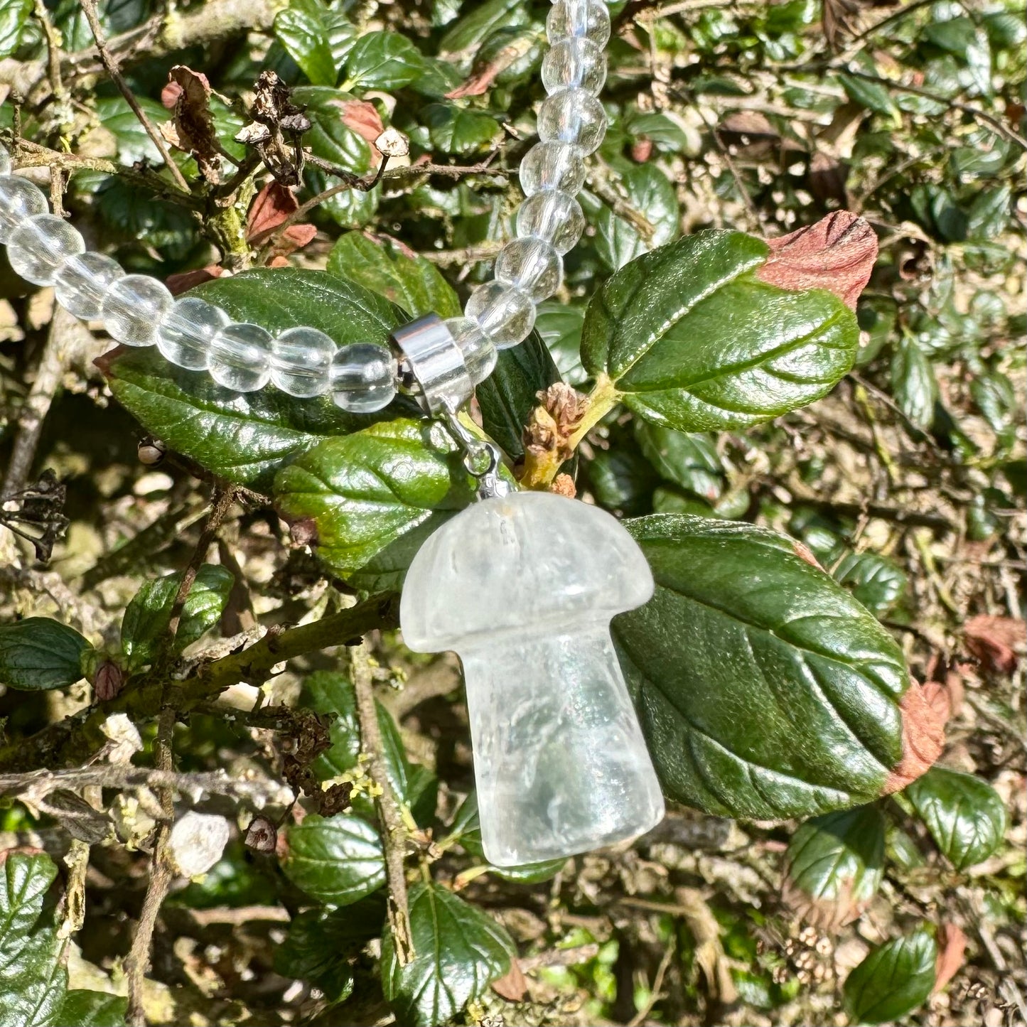 Clear Quartz Mushroom Charm Choker Necklace π