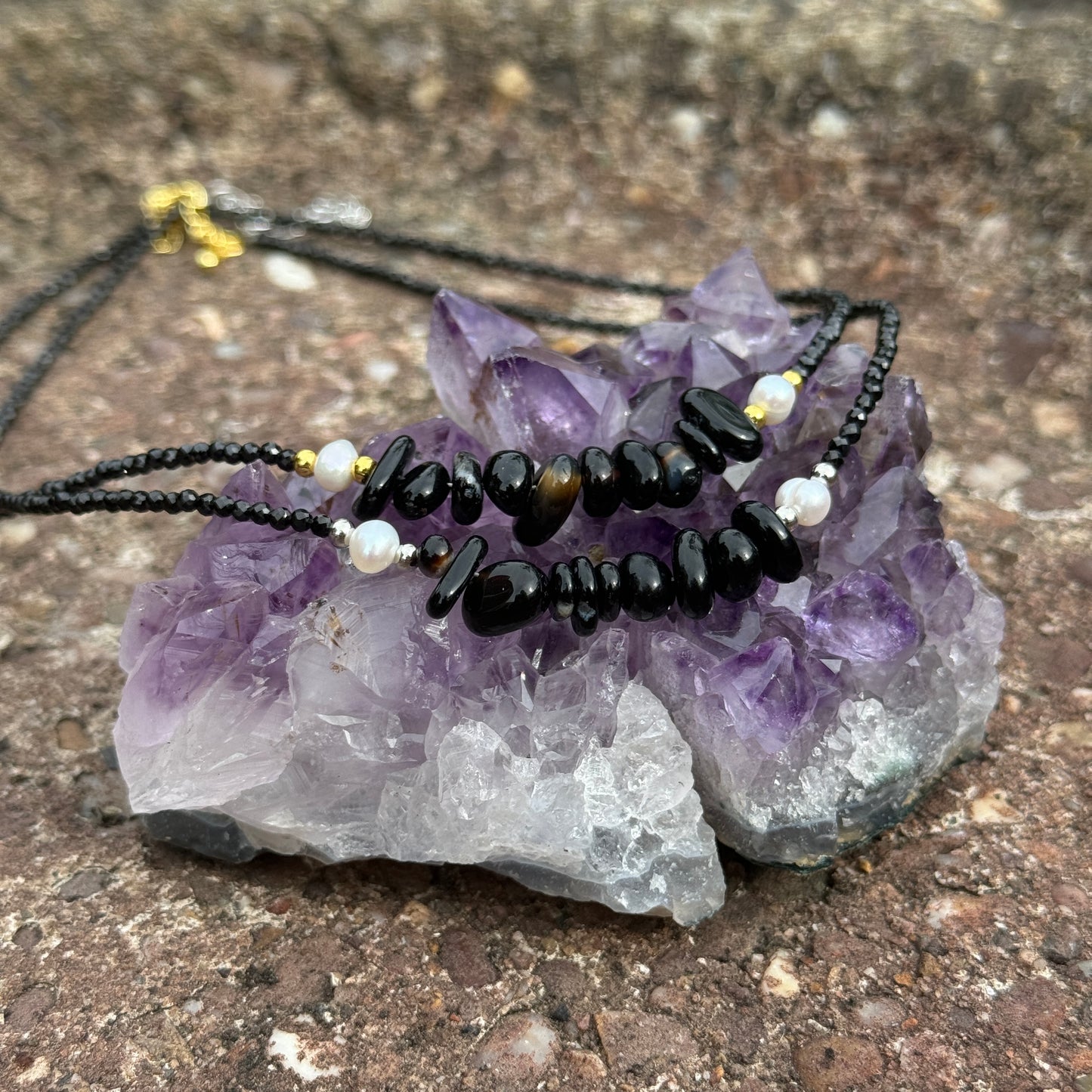 Black Tourmaline and Black Onyx Choker Necklace