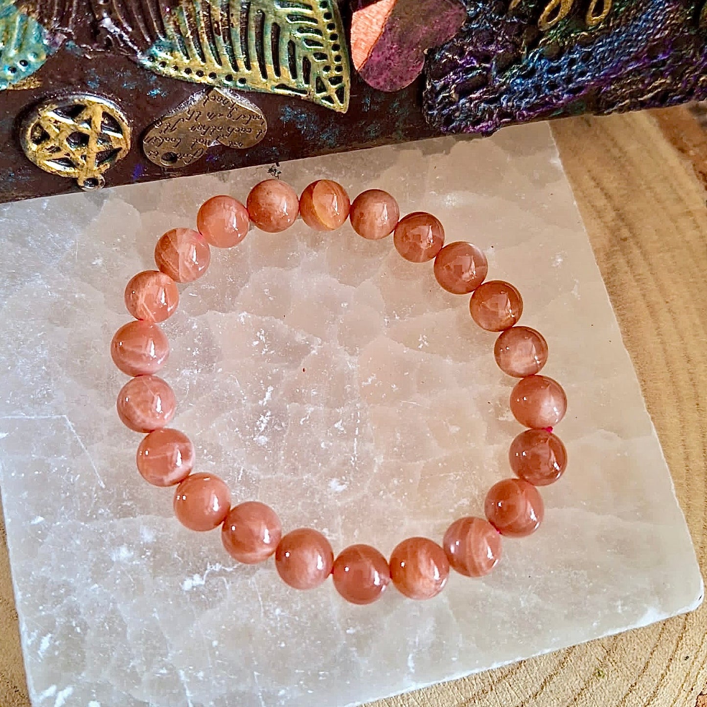 Sunstone Beaded Bracelet 8mm