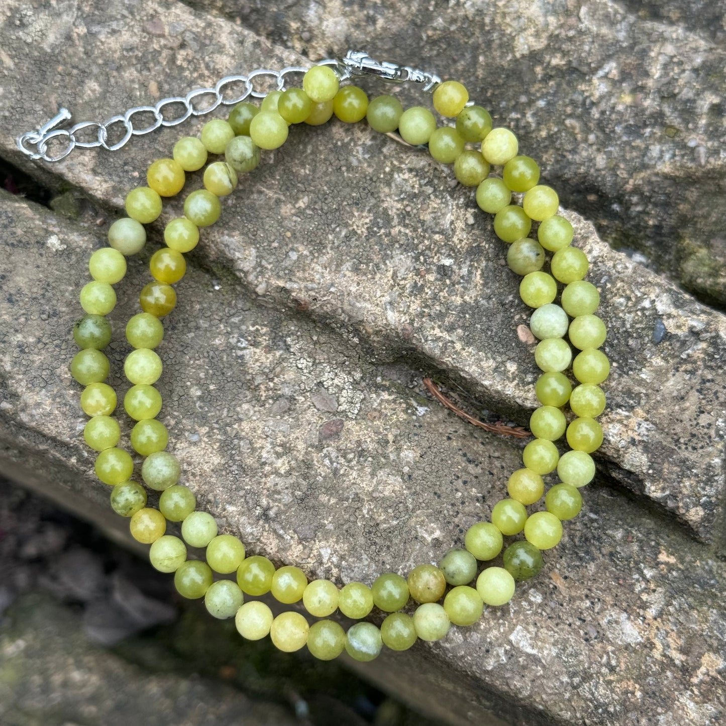 New Jade (Serpentine) Beaded Choker Necklace