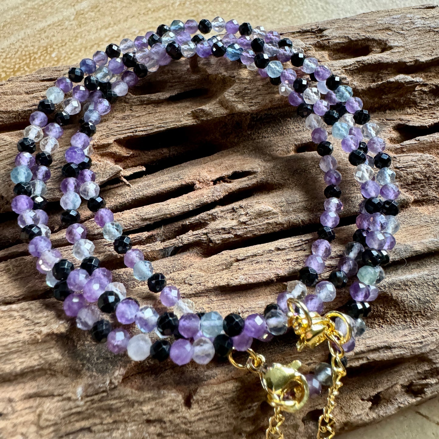 Empath Protection Choker - Fluorite, Amethyst & Black Tourmaline