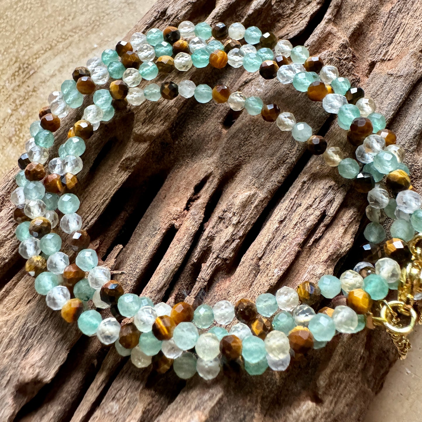 Good Luck & Abundance Choker Necklace - Citrine, Tigers Eye & Green Aventurine
