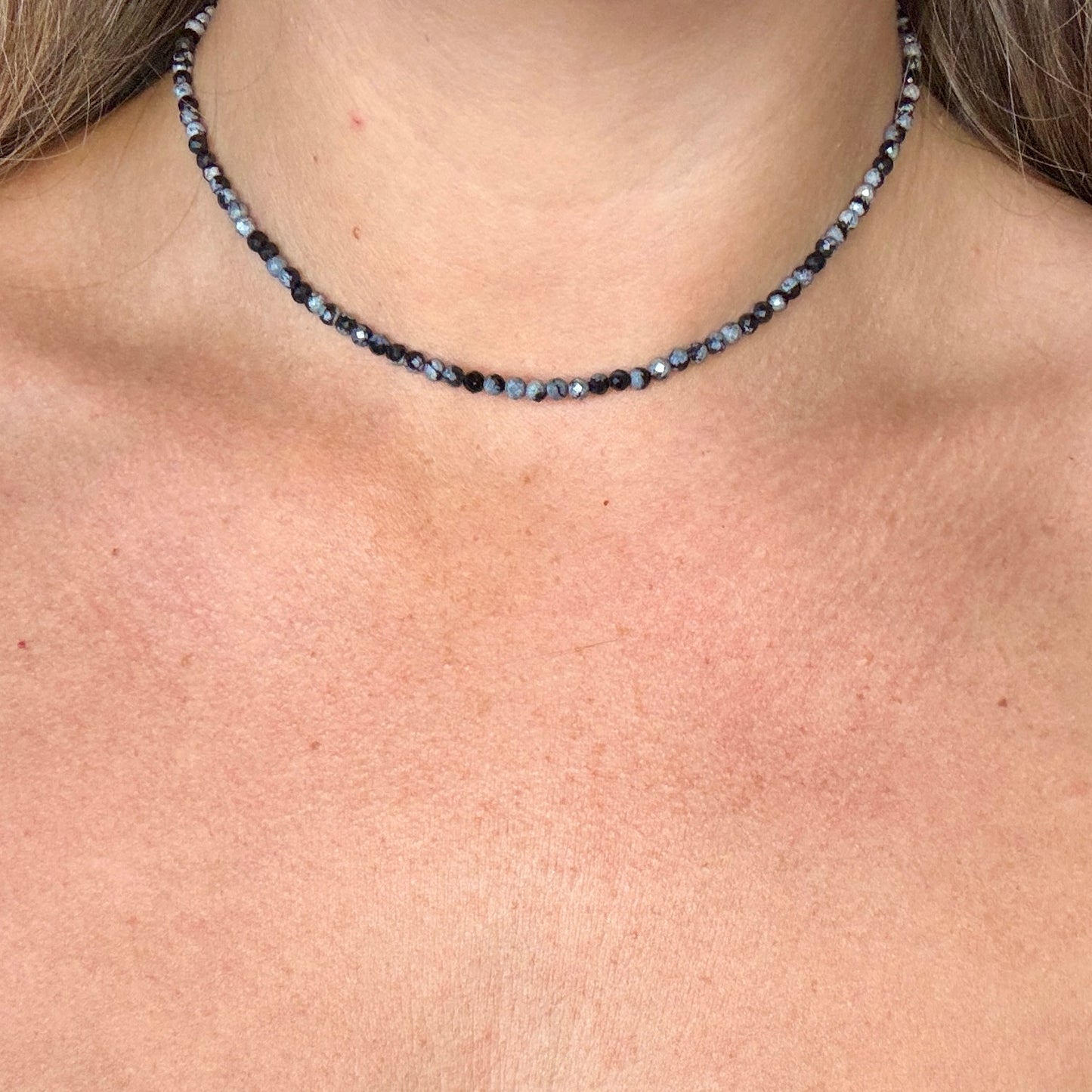 Snowflake Obsidian Choker Necklace