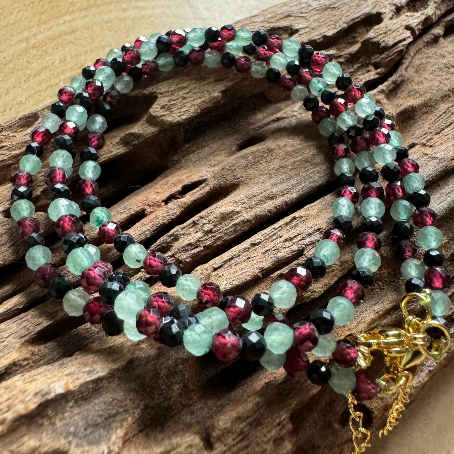 Energy Vampire Protection Choker - Red Garnet, Green Aventurine & Black Tourmaline