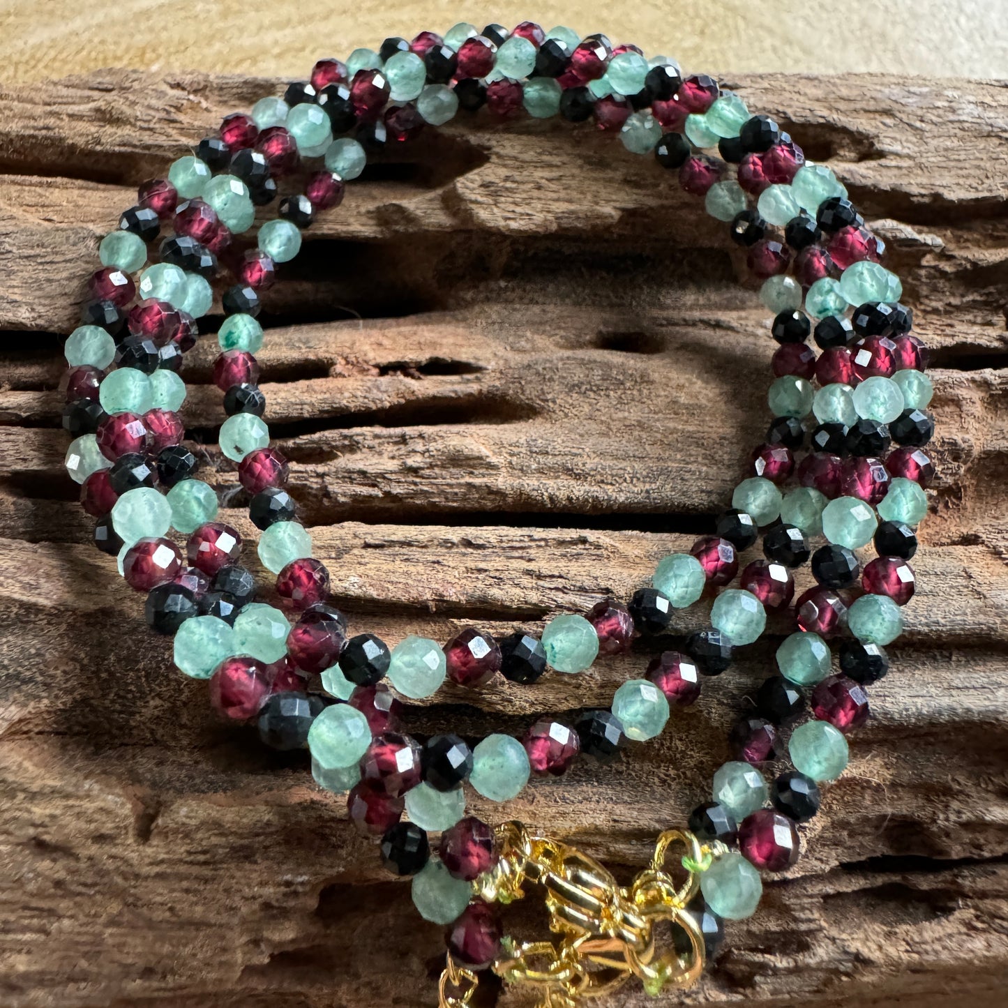 Energy Vampire Protection Choker - Red Garnet, Green Aventurine & Black Tourmaline