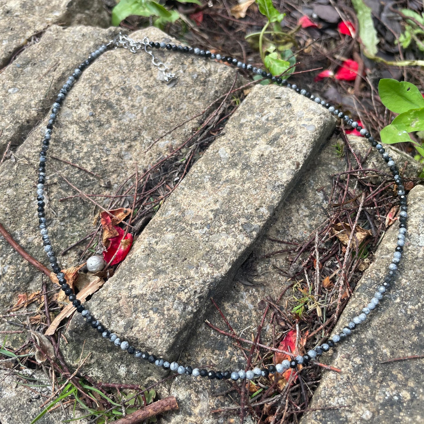 Snowflake Obsidian Choker Necklace