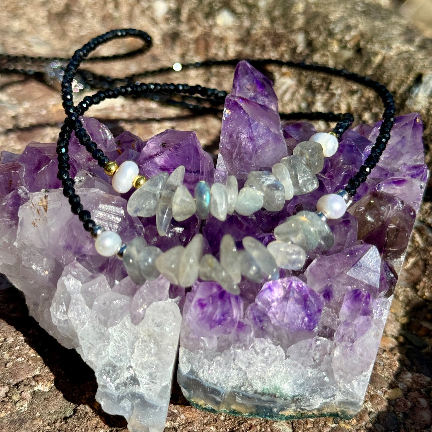 Black Tourmaline and Labradorite Choker Necklace